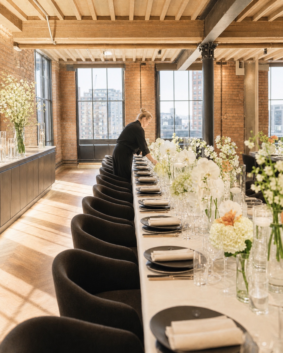 An event producer styling a bright brand lunch